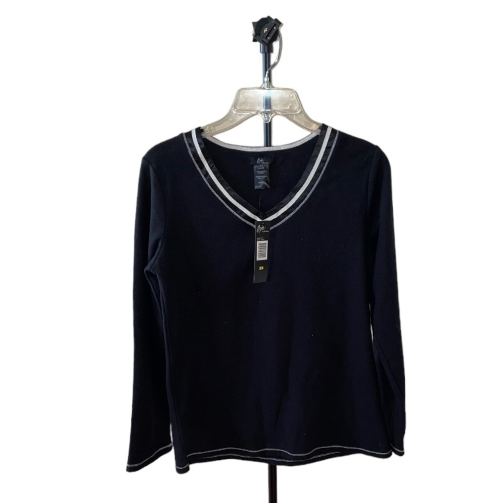 Aria Black V Neck Fleece Sweater